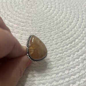 Natural FOSSIL CORAL Handmade Sterling 925 Ring Size 6.5 #930D
